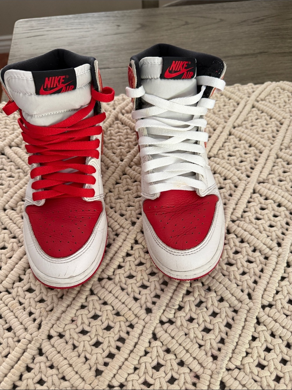 Nike Air Jordan’s Kids Red, White & Black High-Top Sneakers size 5